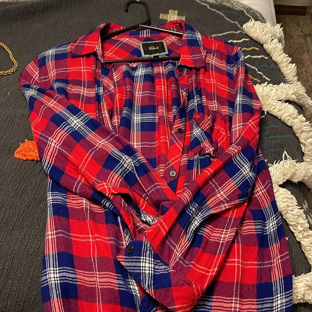 Rails Red And Blue Large Flannel - image 3